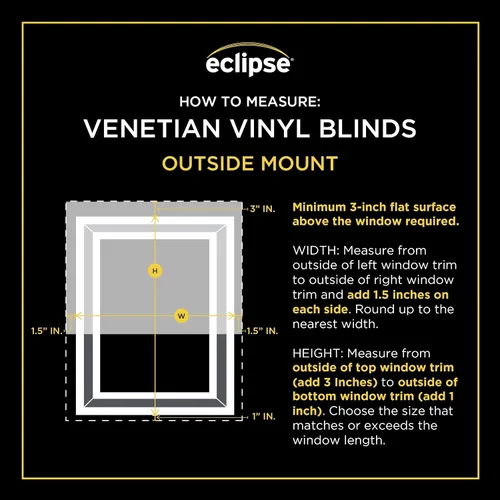Miniatura 8 de Eclipse Persianas de Vinilo Premium de 2 Pulgadas para Filtrado de Luz y Privacidad, Persianas Duraderas para Oscurecer Habitaciones para el Hogar u