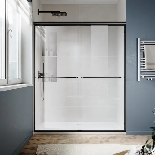 Miniatura 26 de SUNNY SHOWER Puerta de ducha semi sin marco de 60 pulgadas (ancho) x 72 pulgadas (alto), puerta de regadera de vidrio deslizante doble, recinto