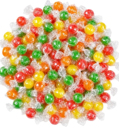 Surtido de caramelos de bolas agrias – Bolsa a granel de 3 libras de dulces duros envueltos individualmente de naranja, limón, fresa, cereza, verde