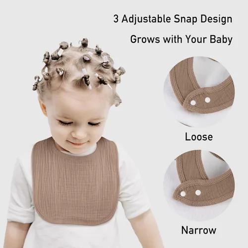 Miniatura 6 de Baberos de muselina para babeo de bebé unisex para niños y niñas, paquete de 10 baberos de algodón suave para dentición y babeo, regalos esenciales