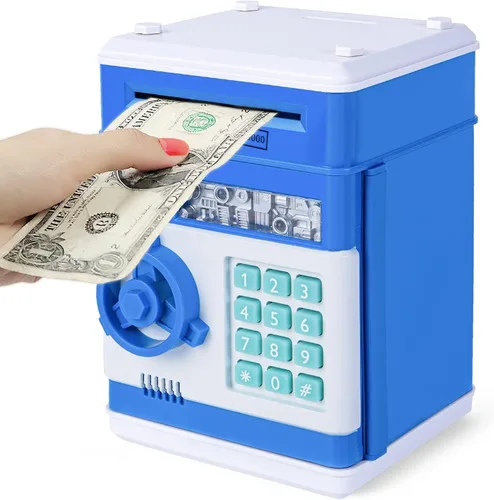 Miniatura 16 de Refasy Alcancía para dinero en efectivo, cajero automático, banco electrónico de monedas para niños de 3 a 12 años, caja de ahorro de dinero, mini