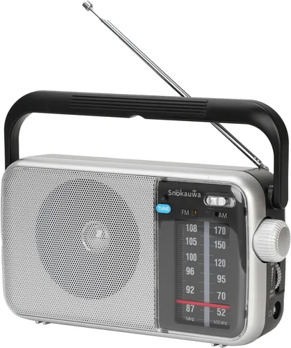 Miniatura 10 de Radio meteorológica portátil AM FM SW, enchufe de pared y alimentada por batería, radio transistor con Bluetooth, altavoz grande, dial grande, modo