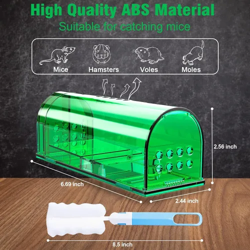 Miniatura 2 de 4 trampas para ratones humanas que no matan, trampas para ratones vivos y paquete de 10 trampas adhesivas para ratones para interiores, trampas