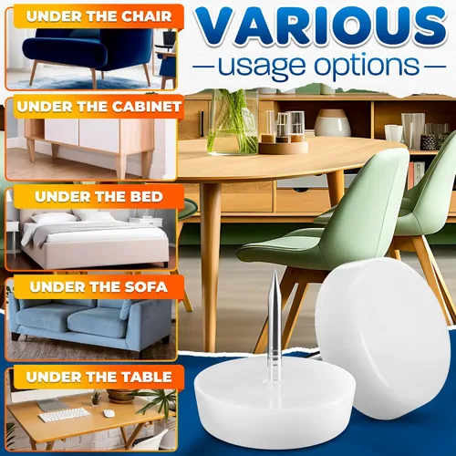Miniatura 5 de 100 patas de plástico para muebles, deslizadores de uñas de 0.6 x 0.7 pulgadas, duraderas, fáciles de instalar, perfil bajo, deslizamiento suave