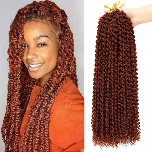 Miniatura 41 de Dansama - 7 paquetes de extensiones de cabello trenzado ondulado Passion Twist, extensiones de cabello de trenzas con ganchillo estilo mariposa, #1B