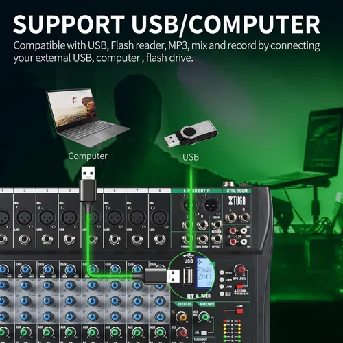 Miniatura 2 de Mezclador de Audio XTUGA, Consola de Mezcla de 8 Canales, Interfaz de Audio, Consola de Mezcla para DJ, Podcast, Estudio, Karaoke, Equipo