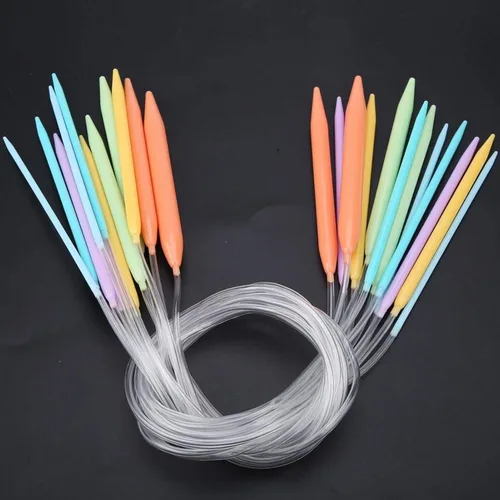Miniatura 5 de 12 agujas de tejer circulares, agujas de tejer de plástico para tejer, tejer hechas a mano, 0.138 in-0.472 in, 31.5" de longitud (32")