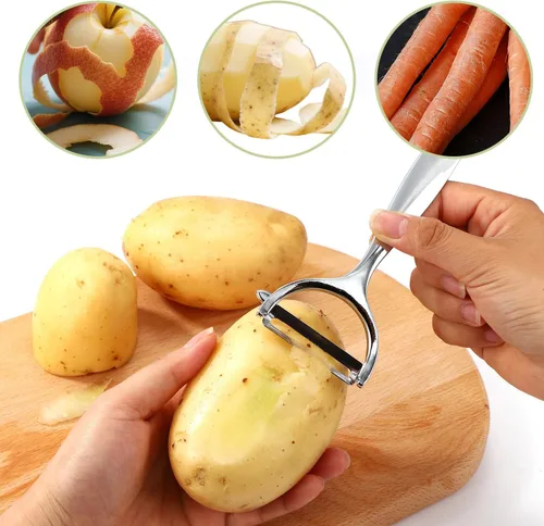 Miniatura 6 de Lyreh 2 cortadores en espiral de verduras y 1 herramienta en forma de V para pelar verduras, herramienta espiralizadora manual de acero inoxidable