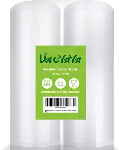 Paquete de 2 bolsas selladoras al vacío de 11 x 50 pulgadas (total de 100 pies), sin BPA y resistentes, rollos de bolsas de sellado al vacío de
