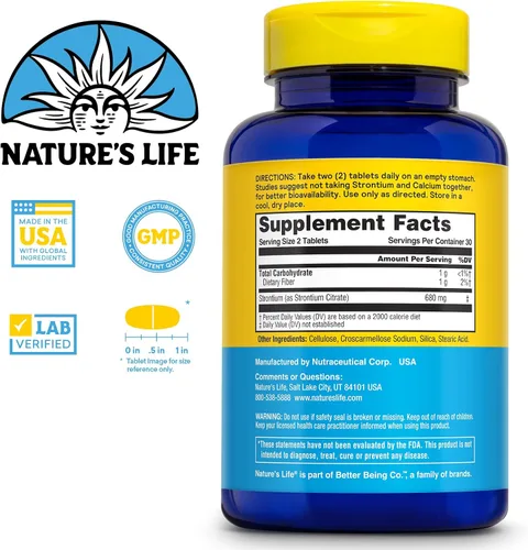 Miniatura 2 de Nature's Life Suplemento de citrato de estroncio de 680 mg para hombres y mujeres, apoyo mineral traza para la salud ósea, fórmula de alta