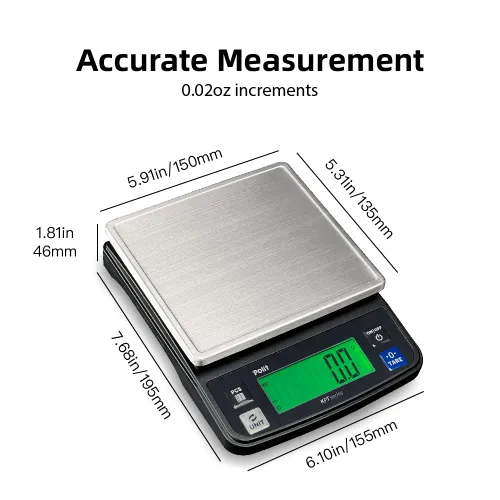 Miniatura 7 de Polit KPT - Báscula digital de cocina, escala de alimentos de precisión de 0.02 oz, 13 libras / 13.2 lbs con bandeja de acero inoxidable, doble