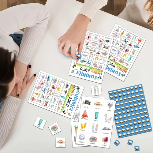 Miniatura 3 de Juegos de bingo de verano, tarjetas de bingo de verano, juegos de fiesta de campamento en la piscina en la playa para fiesta de cumpleaños