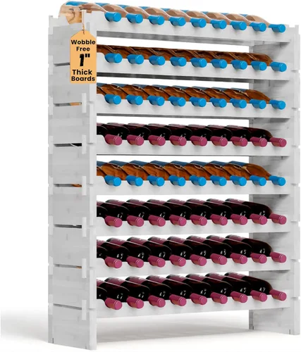Miniatura 12 de NutriChef Magnum Estante de vino modular apilable para 24 botellas de gran tamaño, aparador mejorado de 1 pulgada de grosor, varillas de estante