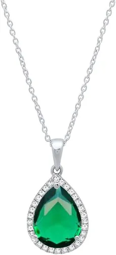 Miniatura 22 de Dazzlingrock Collection Colgante de lágrima de diamante de corte de pera de 18K 10X7 MM creado en laboratorio y diamante de corte redondo, oro blanco