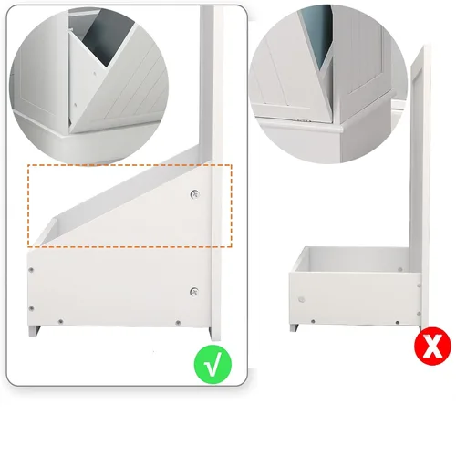 Miniatura 7 de RASOO Gabinete de basura de doble inclinación hacia fuera, cesta de lavandería independiente de madera con 2 cajones, cubo de basura de cocina