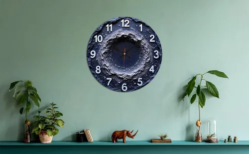 Miniatura 7 de Meteor Crater Texture Wooden Wall Clock with Distressed White Numerals 25x25cm