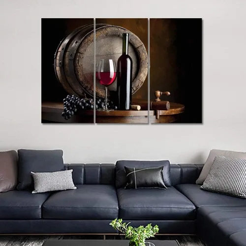 Miniatura 9 de Obra de arte para paredes del hogar, 3 paneles de letras de vino tinto, pinturas de corcho, impresiones HD, arte de pared de corcho de vino sobre