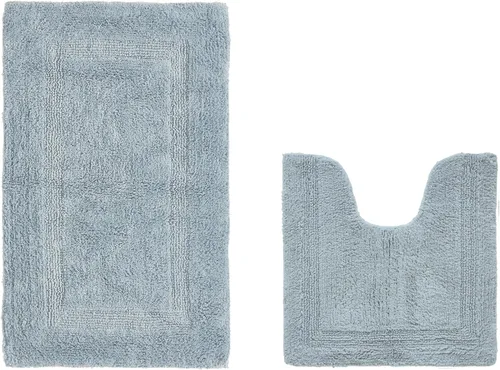Miniatura 70 de Better Trends Alfombra de Inodoro en Forma de U Cubierta de Asiento de Inodoro de Lujo 100% Algodón Absorbente de Agua, Cubierta de Tapa Reversible