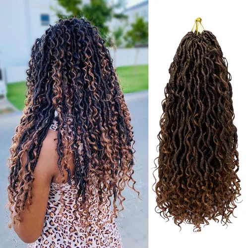 Miniatura 35 de Goddess Locs - Cabello de ganchillo de 10 pulgadas, 7 paquetes de cabello de ganchillo bohemio sintético para mujeres negras, rastas de ganchillo #1B