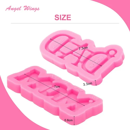 Miniatura 2 de Juego de 2 moldes de silicona para llavero de palabras de mamá y papá, moldes de arcilla de caramelo de chocolate para bricolaje, regalos del Día