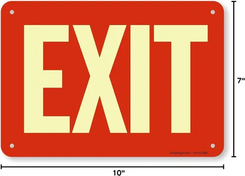 Miniatura 2 de SmartSign Letrero "Exit" Aluminio que brilla en la oscuridad de 7 x 10 pulgadas, fabricado en Estados Unidos