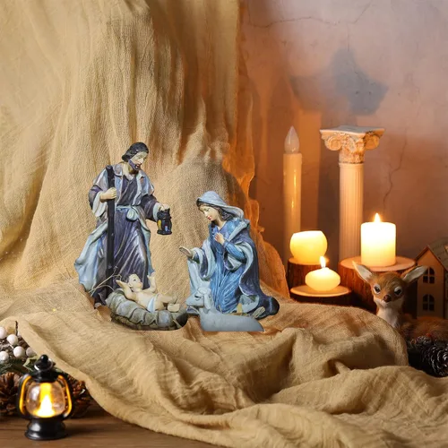 Patelai 1 pieza Camino de mesa de Navidad Natividad 47 x 70 Pulgadas Camino de mesa rústico de arpillera Accesorios de escena de Natividad para