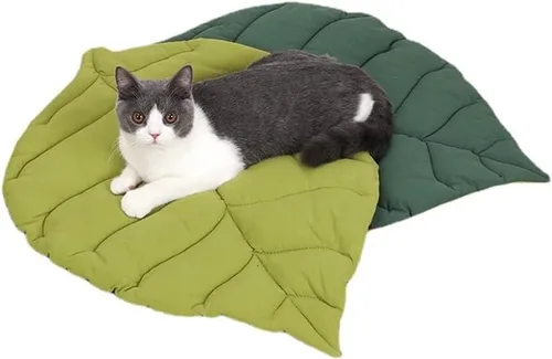 Miniatura 10 de Almohadilla de colchón de doble cara con forma de hoja para gato, nido de gato, perro, cálida y cómoda, accesorios para interiores (hojas de corazón)