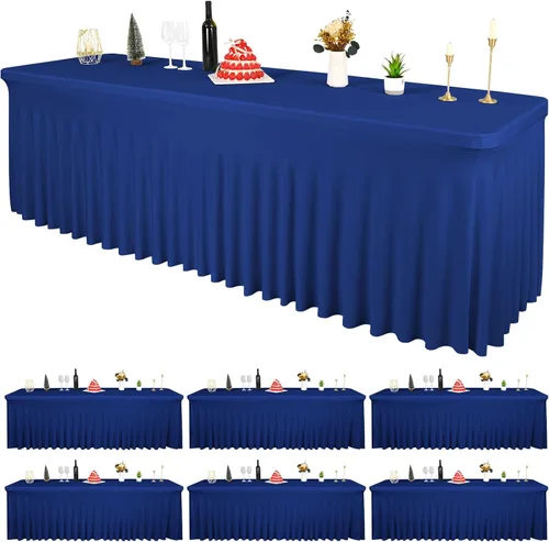 Miniatura 27 de 2 Packs Black Spandex Table Clothes for 6 Foot Rectangle Tables, Wrinkle Resistant Fitted Tables Cover, Washable Stretch Table Skirts for Weddings