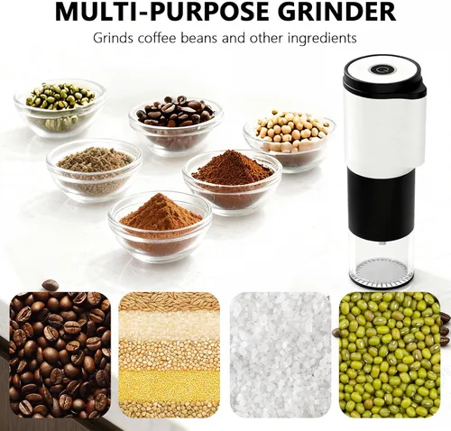 Miniatura 7 de Molinillo de café eléctrico portátil compacto, cuenta con una batería recargable integrada de 1300 mAh, ajustes de molienda ajustables para granos