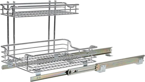 Miniatura 10 de Household Essentials Glidez Organizador de almacenamiento extraíble/deslizante multiusos de acero cromado para debajo del fregadero o del gabinete