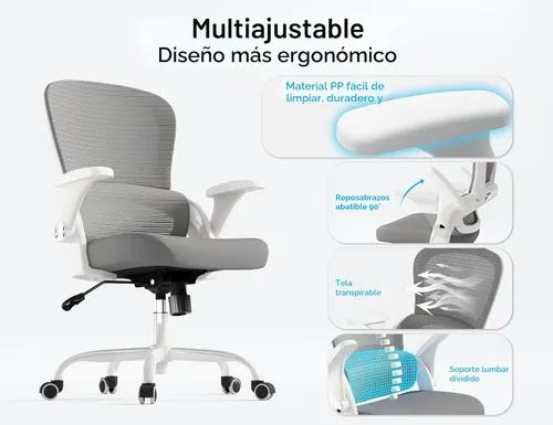 Miniatura 4 de TRALT Silla de oficina ergonómica, cómoda silla de escritorio con soporte trasero, sillas de escritorio de oficina en casa, silla de computadora