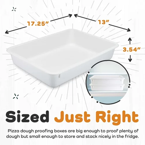 Miniatura 5 de GSM Brands Caja para probar masa de pizza - Bandejas apilables de calidad comercial con cubiertas (43,8 x 33 cm) - 2 bandejas y 2 cubiertas