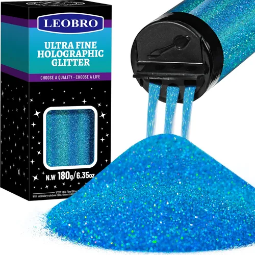 Miniatura 20 de Leobro - Purpurina dorada, 180g/6.35oz de purpurina fina holográfica dorada para resina, manualidades, vasos, uñas, cuerpo, decoraciones de fiesta