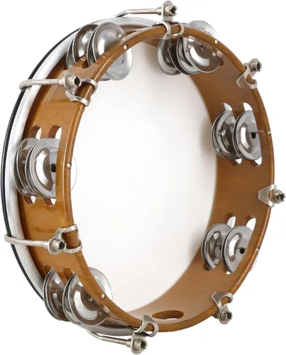 Miniatura 3 de EASTROCK - Pandereta de 8 pulgadas ajustable para adultos, pandereta de plástico de mano con doble fila de cascabeles de metal, instrumento musical