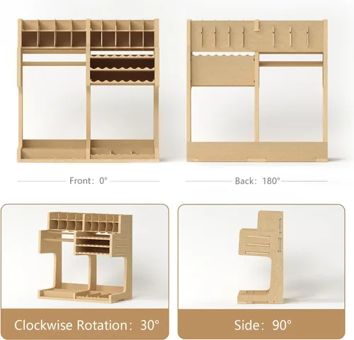 Miniatura 8 de GK1 - Kit organizador de madera con material MDF, estante de pintura, destornillador/soporte para brochas, para pinturas y herramientas Tamiya, GK1