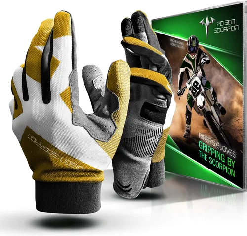 POISON SCORPION Guantes de motocicleta para hombre, guantes de motocross para mujer, deportes al aire libre, dedo completo, amarillo, M para