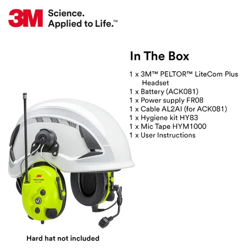 Miniatura 6 de 3M PELTOR LiteCom Plus Headset MT73H7P3E4610NA, protector auditivo se conecta al casco, radio de 2 vías, micrófono de voz con cancelación de ruido