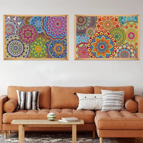 Miniatura 6 de Paquete de 2 pósteres gigantes para colorear de mandala de 39 x 26 pulgadas, página para colorear de mandala gigante para niños, adolescentes
