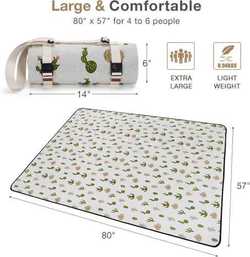 Miniatura 6 de WILLOW WEAVE Mantas de picnic lavables Alfombra de playa sin arena impermeable Mantas de camping Mantas de emergencia Accesorios de cestas