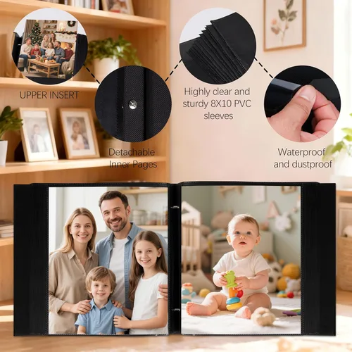 Miniatura 2 de Aevdor - Álbum de fotos de 8x10 con 200 bolsillos, álbum de fotos de gran capacidad con cubierta de lino, álbum de fotos de 8x10 para 200 fotos de 8