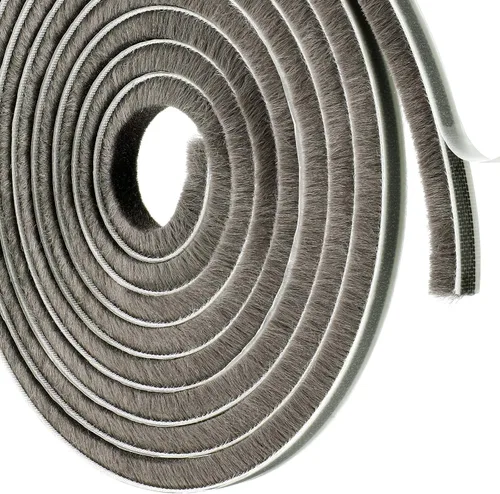 Jetec 1 cepillo autoadhesivo para burlete de 19.75 pies por tira de 3/8 x 3/8 pulgadas, gris mullido de fieltro para puerta, sello de clima para