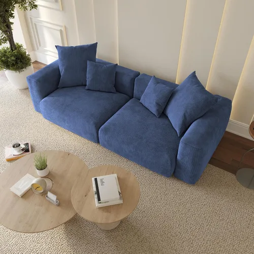 Miniatura 12 de WJShome Cloud Couch Sofá Seccional Modular, Sofá en Forma de L de 102 pulgadas con Otomana, Sofá de Pana Beige de 3 Asientos, Sofá Seccional