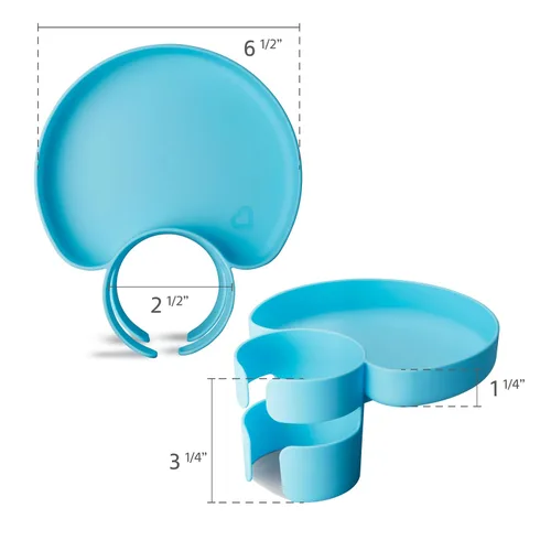 Miniatura 6 de Munchkin Bandeja para asiento de automóvil con taza Miracle 360 para niños pequeños de 1 a 3 años, accesorio de viaje y viaje por carretera para Azul