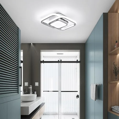 Miniatura 8 de CANEOE Lámpara de Techo Cuadrada para Pasillo, 6000K Blanco Frío Luz de Techo Moderna de Montaje al Ras, Accesorios de Iluminación LED Cromados