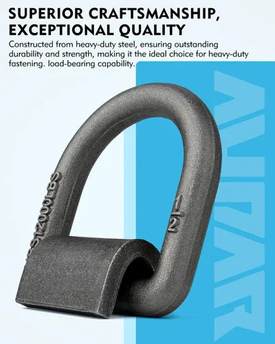 Miniatura 2 de Anclaje de sujeción resistente de 1/2" con anillo en D forjado y soldado 12,000 lbs Anillo en D de 1/2" con clip de soldadura para remolques