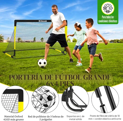 Miniatura 3 de Juego de portería de fútbol infantil para patio trasero – 2 porterías de fútbol de 6 x 4 pies, equipo de entrenamiento, red de fútbol para niños