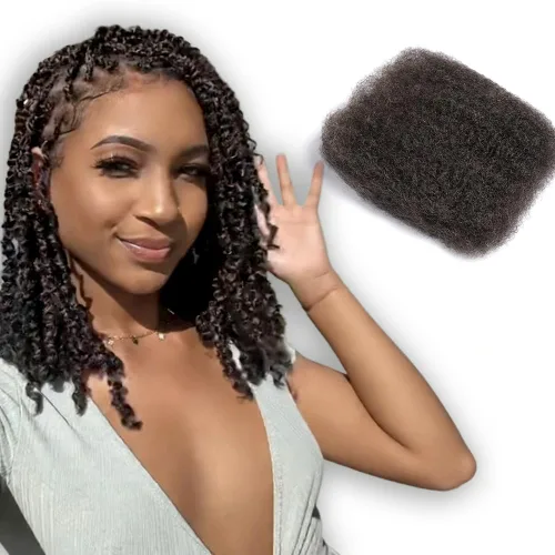 FASHION IDOL Afro Kinkys - Cabello humano a granel para extensiones de rastas, reparación de Loc, trenzado, giro apretado, cabello humano afro