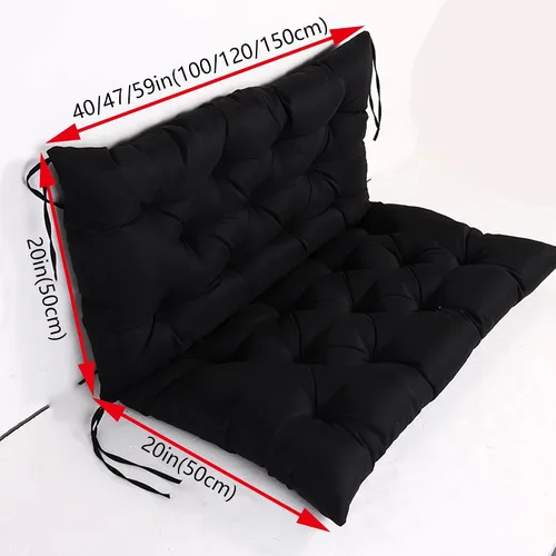 Miniatura 4 de Cojines de banco de repuesto suaves y gruesos con lazos, cojín para silla colgante, cojín de sofá tatami para suelo, almohadilla de banco Negro