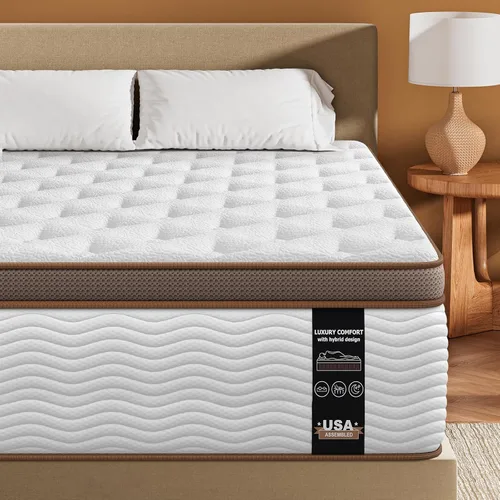 Miniatura 11 de BedStory Colchón de tamaño matrimonial de 12 pulgadas, colchón híbrido firme en una caja, soporte lumbar ortopédico con bobinas envueltas