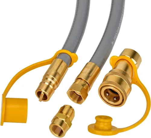 Miniatura 4 de only fire - Manguera de gas natural de 12 pies y 1/2 pulgada de diámetro interno con conjunto de accesorios de conexión rápida para aparatos de baja
